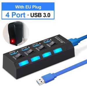 Usb Hub Usb 3.0 Hub 4/7 Poorten Multi Usb Splitter 3 Hab Met Power Adapter Voor Pc Laptop USB-HUB 2.0 USB3.0 Meerdere Poort 3.0 Hub