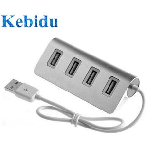 Kebidu 4 Port Usb Hub Aluminium Mini High Speed Usb 2.0 Multi Port Hub Usb Splitter Voor Apple Macbook Air laptop Pc Tablet