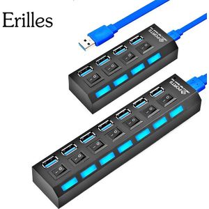 Erilles High Speed Mini Usb Hub 3.0 Super Speed 5Gbps 4/7 Poorten Draagbare Splitter Pc Accessoires Beste