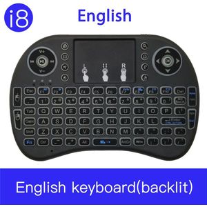 7 Kleur Backlit I8 Mini Wireless Keyboard 2.4Ghz Engels Russisch 3 Kleur Air Mouse Met Touchpad Afstandsbediening Android tv Box