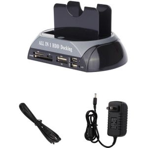 2.5 ""3.5 Sata/Ide Hdd Case 2-Dock Dual Bay Hard Drive Docking Station E-Sata kaartlezer Hub Usb Behuizing Hdd Behuizing Eu Plug