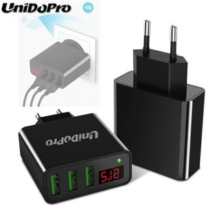 Unidopro 3-Port Usb Eu Plug Ac Wall Charger Voor Teclast P80 Pro P80Pro, A10S, t8 Tablet Pc 2.4A Reizen Chargeur W/Led Display