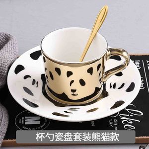 3Pcs Golden Animal Reflectie Keramische Cup,Nordic Elanden Koffie Cup, Marmer Koffie Cup Lade Set