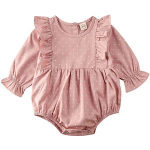 Lente Herfst Kleding Pasgeboren Peuter Kleding Baby Girl Lace Lange Mouw Bodysuit Meisjes Ruches Dots Jumpsuit Baby Outfit