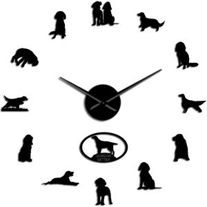 Frameloze Gordon Setter Hond Ras Grote Diy Wandklok Mooie Dieren Wall Art Puppy Pet Winkel Decor Horloge Voor hond Minnaar