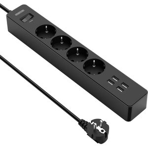 Ntonpower Netwerk Filter 4000W Smart Power Strip Eu Stopcontacten Met 1.5M Verlengsnoer Surge Protector Voor Thuis kantoor