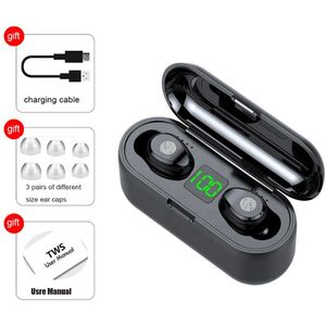 Mini Hoofdtelefoon F9 Tws Bluetooth 5.0 Oortelefoon In Ear Oordopjes Draadloze Sport Gaming Headset Met Opladen Case Voor Xiomi Telefoons