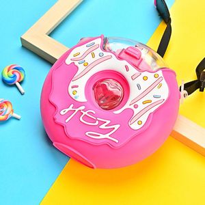 380Ml Cartoon Tritan Fles Water Voor Kinderen Bpa-vrij Donuts Creatieve Siliconen Draagbare Waterkoker Met Stro Student Water Flessen