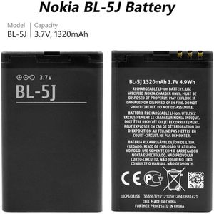 3.7V 1320Mah BL-5J Telefoon Batterij Vervanging Voor Nokia 5230 5233 5235 C3 X9 201 Lumia 521 525 5228 5230C 5230XM 5232