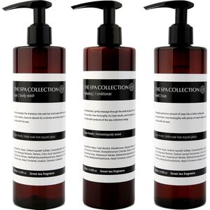The Spa Collection Green Tea - 2-in-1 Hair & body wash + Conditioner + Handzeep - 400 ml pompfles - Set van 3 stuks