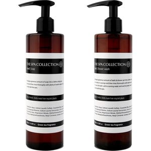 The Spa Collection Green Tea - Douchegel + Handzeep - 400 ml pompfles - Set van 2 stuks