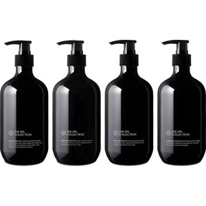 The Spa Collection Gum Tree - Shampoo + Body Wash + Conditioner + Handzeep - 475 ml stijlvolle zwarte pompfles - Set van 4 stuks