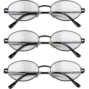 Leesbrillen zwart metaal x 3 bol.com