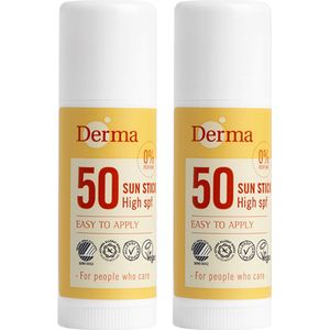 Derma Sun - Allergie- en Parfumvrije - Zonnebrandstick - SPF50 - 2 x 15 ML - Parfumvrij