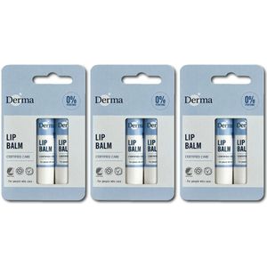 Derma Eco Lippenbalsem - 3 X 2-Pack - Vegan - Hydrating - Revitalizing
