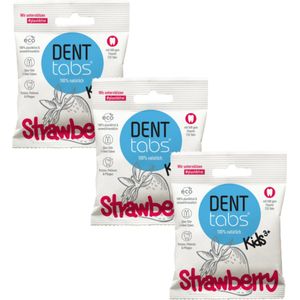 Denttabs tandpastatabletten Kids Aardbei - Met fluoride - 3 x 125 stuks