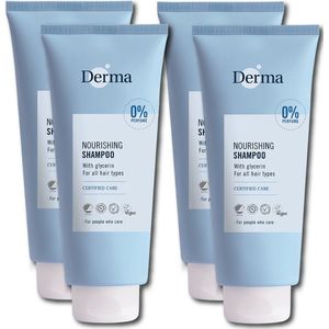 Derma Family - Shampoo - Voordeelverpakking 4 x 350 ML - Parfumvrij - Vegan Shampoo - Hypoallergeen - Parfumvrij