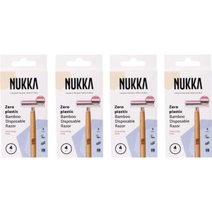 Nukka - Scheermes - Bamboe - 3-blade - 4-Pack x 4 Stuks - Roze