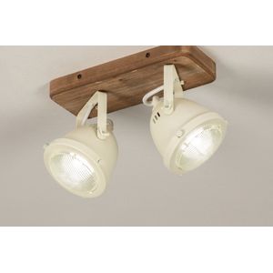 Lumidora Opbouwspot 74657 WOODY 2 Lichts GU10 Wit Bruin Metaal