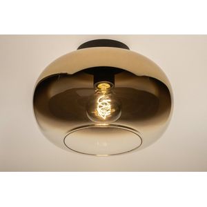 Goud - Ronde Plafondlamp - Goud Glas - Diameter 31 cm