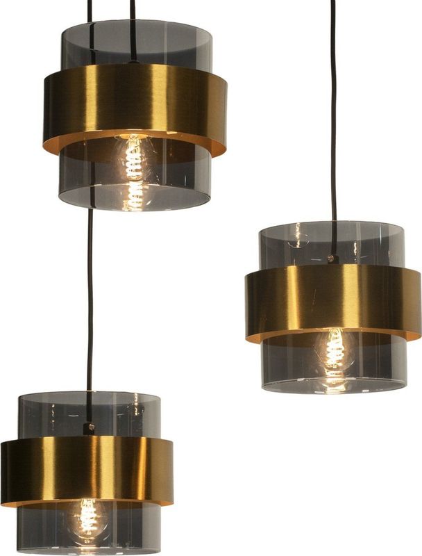 Lumidora Hanglamp 74711 - 3 Lichts - E27 - Grijs - Goud - Metaal - ⌀ 41 cm