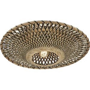 Rotan - Plafondlamp - Zwart en Naturel - Handgemaakt - Diameter 50 cm