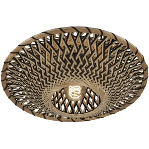 Rotan - Plafondlamp - Zwart - Natuurlijke Materialen - Diameter 40 cm