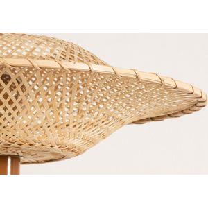 Driepoot vloerlamp met rotan kap