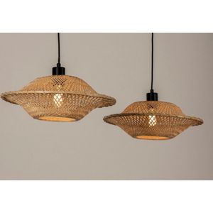 Dubbel - Rotan Hanglamp - UFO Vorm - Diameter 40 cm - Handgemaakt