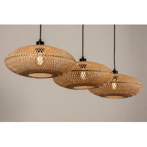 Rotan - 3-Lichts Hanglamp - Ronde Kappen - Handgemaakt - Natuurlijke Materialen