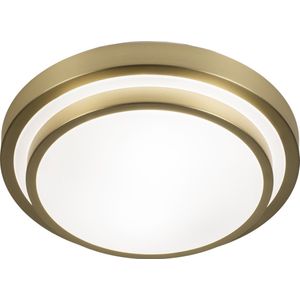Grote gouden plafondlamp in het rond, ook voor in de badkamer