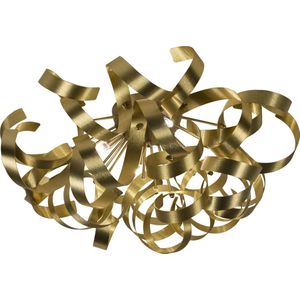 Grote hotel chique plafondlamp in het goud met sierlijke krullen