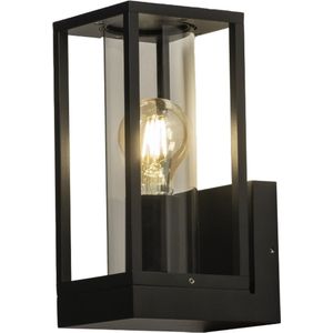 Lumidora Wandlamp 31272 - Voor buiten - MYLO - E27 - 4.0 Watt - 400 Lumen - 2700 Kelvin - Zwart - Transparant - kleurloos - Metaal - Buitenlamp - IP44 - Met Sensor