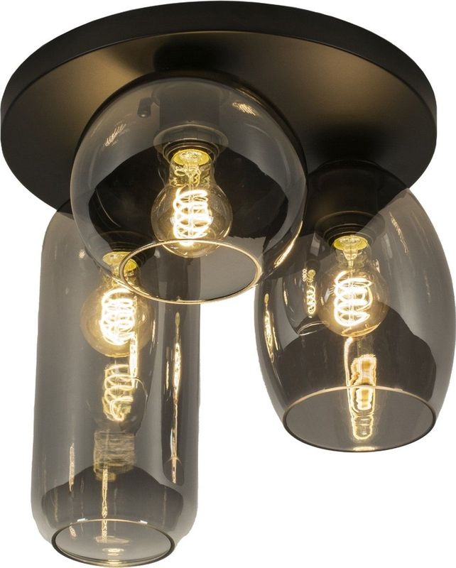 Zwart - Plafondlamp - Rookglas - Drie Vormen