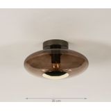 Ronde Plafondlamp - Bruin Glas - Messing Detail - 30 cm