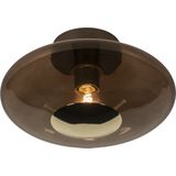 Ronde Plafondlamp - Bruin Glas - Messing Detail - 30 cm