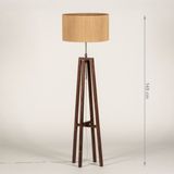 Japandi - Vloerlamp - Bruin - Houten Staande Lamp met Kap van Gevlochten Touw