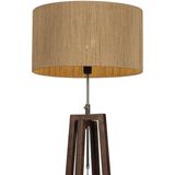 Japandi - Vloerlamp - Bruin - Houten Staande Lamp met Kap van Gevlochten Touw