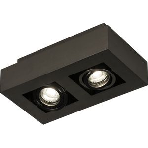 Lumidora Plafondlamp 74911 - 2 Lichts - GU10 - Bruin - Antraciet donkergrijs - Aluminium - ⌀ 25 cm