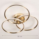 Moderne - Led Plafondlamp - Goud - Dimbaar - Drie Cirkels
