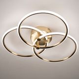 Moderne - Led Plafondlamp - Goud - Dimbaar - Drie Cirkels