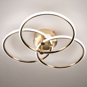 Moderne - Led Plafondlamp - Goud - Dimbaar - Drie Cirkels