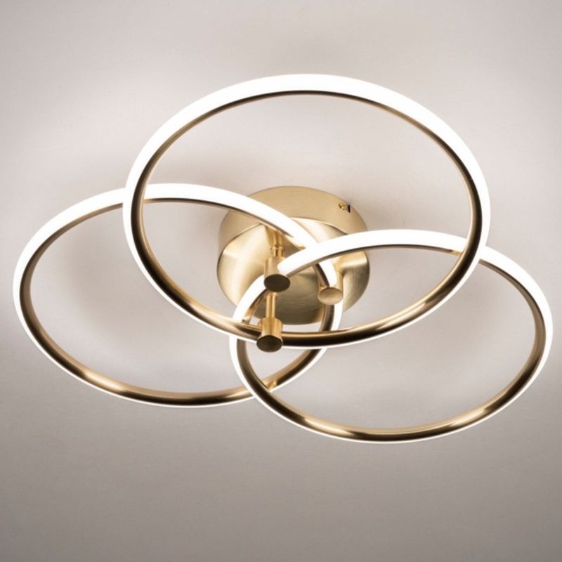 Moderne - Led Plafondlamp - Goud - Dimbaar - Drie Cirkels