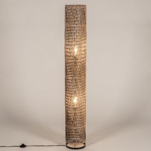 Vloerlamp van bamboe in naturel met zwart