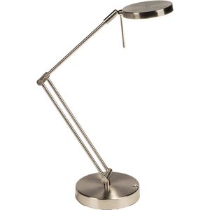 Moderne bureaulamp in staal met mat glas, flexibele arm en dimbare led verlichting