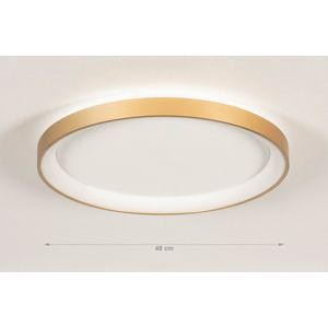 Grote led plafondlamp met messing ring en hoge lichtopbrengst