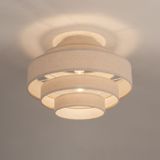 Ronde plafondlamp van beige linnen 40cm