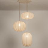 Hanglamp - Beige - Stof - Drie Lampionnen