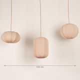 Japandi - Hanglamp - Beige - Stof - Drie Lampionnen