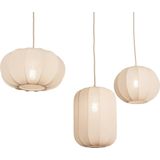 Japandi - Hanglamp - Beige - Stof - Drie Lampionnen